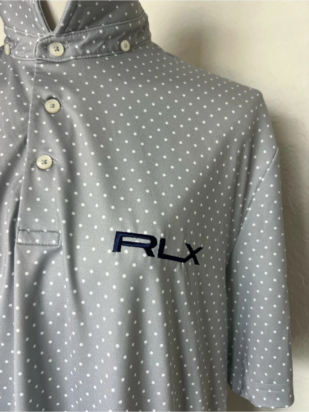 Ralph Lauren RLX Golf Polo Shirt Men S Gray Polka Dot Performance Wicking